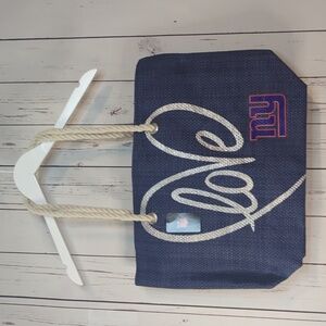 NFL New York Giants 'Love' Navy Blue Woven Tote Bag